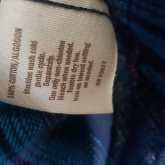 Y2K Decree Plaid Snap Button Down Shirt Size M Blue Grunge Western Cowgirl Rodeo - Picture 7 of 9